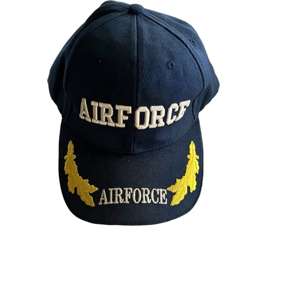 Vintage Air Force Self Fastening Trucker Cap Navy & Gold - Picture 1 of 7